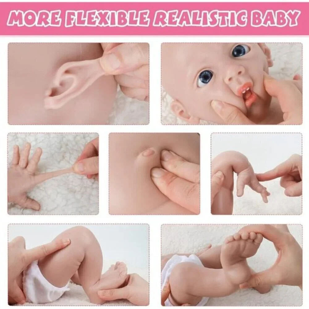 Platinum Full Silicone Baby Doll Boy 21 inch White Black Reborn Baby Dolls